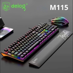 Combo phím chuột cơ Gaming M115 (ĐEN) phím DPI2400 cực nhạy kèm đèn led siêu đẹp [Bh 1 Năm]6l8
