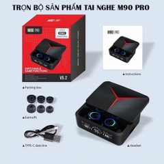Tai nghe bluetooth M90 PRO mẫu gaming có đèn led siêu đẹp dock sạc có màn LCD hiển thị phần trăm pin [BH 1 Tháng]6l8