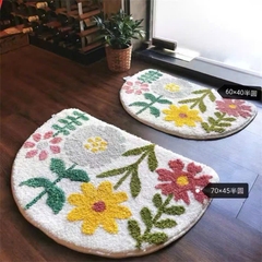 Thảm lau chân hình nửa MẶT TRĂNG họa tiết HOA LÁ, ĐỘNG VẬT 3D siêu cute [BH: NONE]