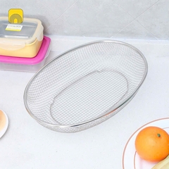 Rổ lưới inox bầu dục đựng trái cây, rau củ quả ráo nước đa năng [BH: NONE]