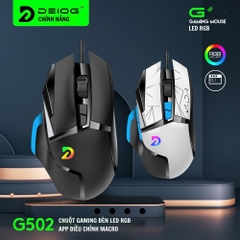 Chuột có dây Gaming DEIOG G502 Macro có led RGB cực đẹp kèm app điều chỉnh giả lập chính hãng