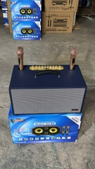 Loa bluetooth karaoke SOUNDBOX J10 loa bọc giả da cao cấp kèm 2 micro chống hú