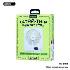 Quạt tích điện REMAX RS-ZF03 mẫu quạt để bàn siêu mỏng pin 1200mAh có 100 cấp độ gió kèm đèn led hiển thị [BH 1 năm]