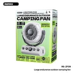 Quạt tích điện REMAX RS-ZF09 mẫu quạt cắm trại ngoài trời pin siêu khủng 20.000mAh có 100 cấp độ gió kèm đèn led hiển thị [BH 1 năm]