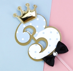 Set 5 số 3 giấy đội vương miện-XANH.