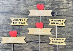 Set 6 bảng giấy HPBD chữ nhật mix loại gắn trái tim đỏ TN.