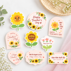 Combo 5 Set giấy 20.11 - mix 9 chi tiết (hoa hướng dương + bảng chữ).