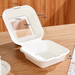Set 100 hộp bã mía màu trắng  - nắp kính.