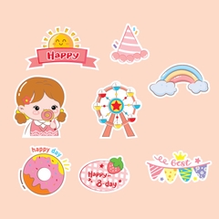 Combo 2 set giấy-bé GÁI happy và kẹo mút.