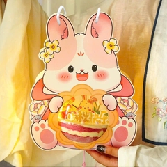 Set 5 hộp cầu đựng bánh có quai xách hình THỎ ngồi MẪU 2 (trung thu).