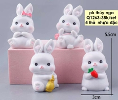 Set 4 tượng thỏ (nhựa đặc).
