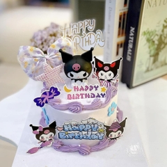 Set 3 chi tiết (nơ vải-ngôi sao vải-chữ HPBD)-TÍM.