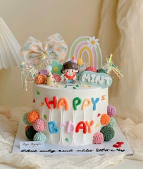 Set 3 chi tiết (nơ vải-ngôi sao vải-chữ HPBD)-XANH.