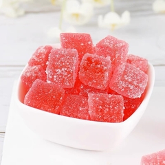 Túi kẹo dẻo vị BƯỞI miếng vuông (túi 2.5kg)-màu đỏ.