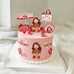 10 set giấy -Mẹ áo đỏ ôm hoa (SX).