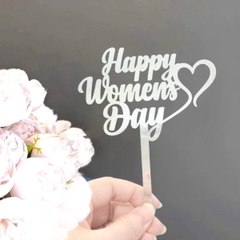 Set 10 mica women's day chữ MẢNH gắn trái tim-MÀU BẠC.