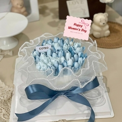 60 thẻ giấy Happy Women's day hình chữ nhật mix màu hồng-đỏ-tím-vàng (kt 5x6cm).