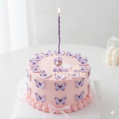 10 set giấy -  cô gái đội mũ màu tím và bướm giấy màu tím.
