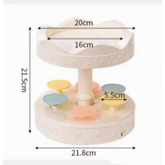 Bàn xoay cupcake trụ giữa có nhạc (2 tầng).