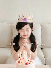 Set 10 mũ sinh nhật hình vương miện-HỒNG NHẠT (con voi).