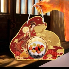 Set 5 hộp cầu Trung thu (gồm vỏ giấy + hộp cầu) - Hằng nga váy đỏ.