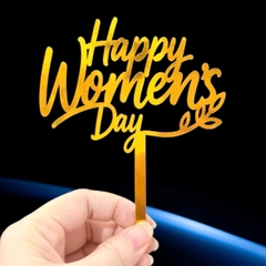 Set 10 mica women's day chữ mảnh gắn hình lá-MÀU VÀNG.