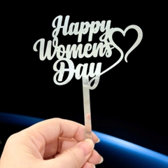 Set 10 mica women's day chữ MẢNH gắn trái tim-MÀU BẠC.
