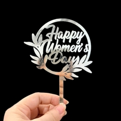 Set 10 mica women's day TRÒN gắn hình lá-MÀU BẠC.