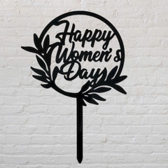 Set 10 mica women's day TRÒN gắn hình lá-MÀU ĐEN.