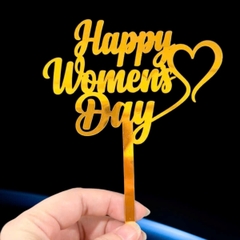 Set 10 mica women's day chữ MẢNH gắn trái tim-MÀU VÀNG.