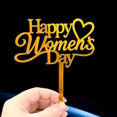 Set 10 mica women's day chữ uốn gắn trái tim-MÀU VÀNG.
