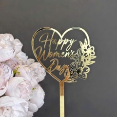 Set 10 mica Women's day hình trái tim gắn bông hoa - MÀU VÀNG.