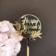 Set 10 mica women's day TRÒN gắn hình lá-MÀU VÀNG.