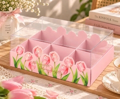 Set 10 hộp cupcake HOA TUYLIP 17x25x10cm - 6 ngăn (HÀNG TRUNG).