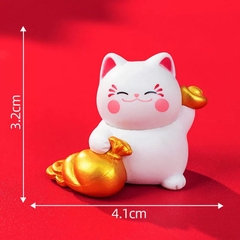 Set 4 mèo thần tài mix mẫu mini (nhựa đặc).