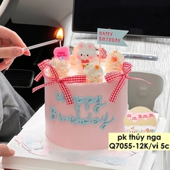 Vỉ 5 cây nến trái tim HỒNG (chữ HPBD đỏ).