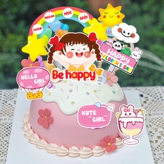 MUA 1 TẶNG 1 -Combo 2 sét giấy (1-6) - Bé GÁI Happy + cầu vồng chăm ngoan học giỏi.