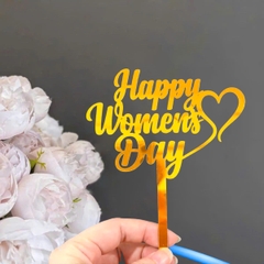 Set 10 mica women's day chữ MẢNH gắn trái tim-MÀU VÀNG.
