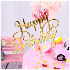 Set 10 Mica HPBD cắm bánh - Cong Vàng A010