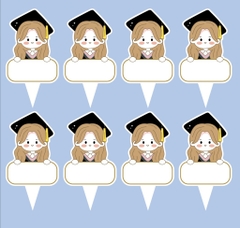 Set 50 thẻ giấy có chân cắm-bé GÁI CỬ NHÂN (MẪU 3).
