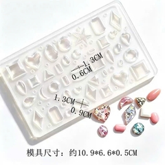 Khuôn silicon hình KIM CƯƠNG- nhiều hình dáng có hình ngôi sao (khuôn màu trắng).