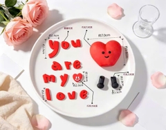 Set silicon - trái tim đỏ, chân tay và chữ you are my love.
