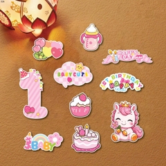 Combo 5 set giấy - ngựa ôm hoa và số 1 kẻ -HỒNG.