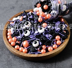Cốm đường Halloween -mẫu 2 (có cốm tròn và dài màu tím).