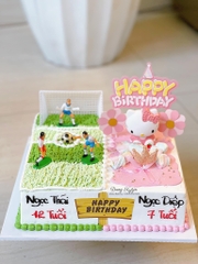 set 12 chữ HPBD gắn mũ ở giữa-HỒNG.