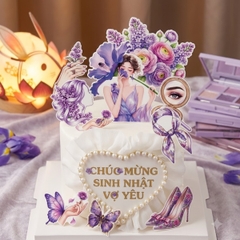 Combo 5 set giấy SX- cô gái màu tím (bông hoa che mặt).
