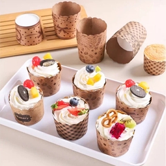 Set 50 cốc cupcake -NÂU (kt 7x5.5x6cm) (hoạ tiết bánh).