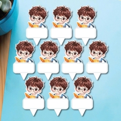 Set 50 thẻ giấy có chân cắm-bé TRAI đọc sách (đeo kính).