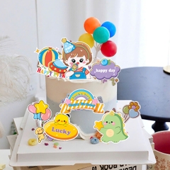 Combo 2 set giấy - bé TRAI ăn kẹo mút + cầu vồng + khủng long.