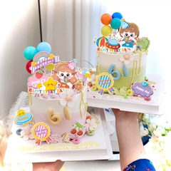 Combo 2 set giấy - bé TRAI ăn kẹo mút + cầu vồng + khủng long.